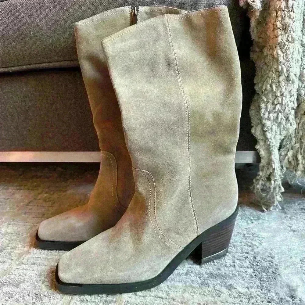 Vince Camuto Tan Heeled Wide Calf Boot